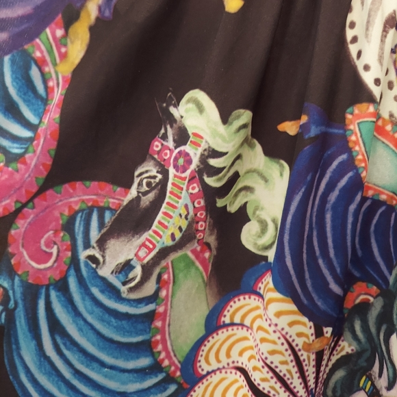 Ted Baker London Racerback Black Abstract Horse Circus Print Tank Top sz 3 US M - Picture 3 of 7